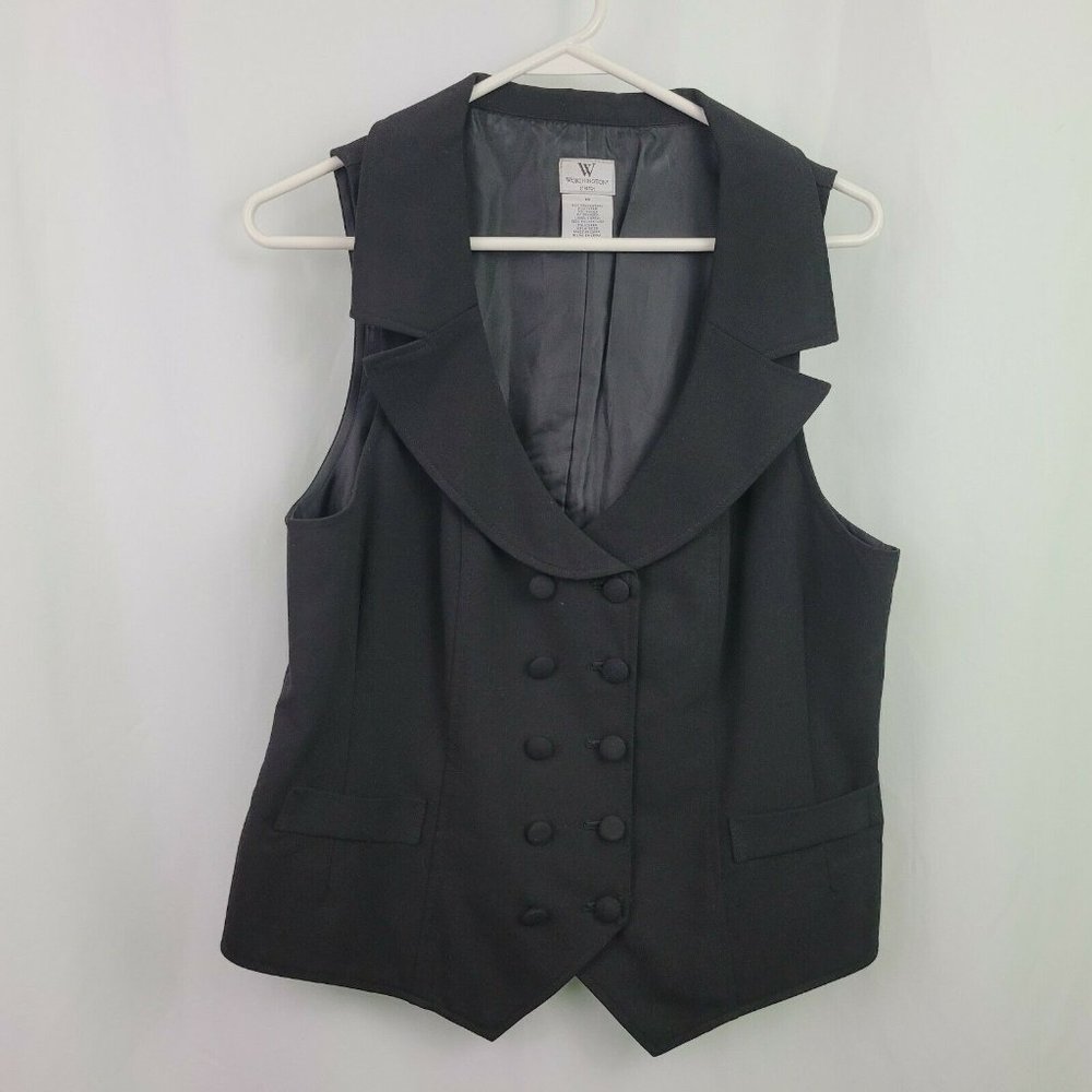 Worthington Stretch 10 Black Fitted Vest Women's Top Shirt Blouse